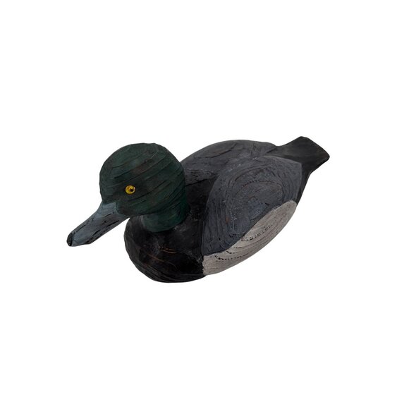 Wild River Collection Hand Carved Wooden Duck Decoy Black Duck With‎ Green Head - Picture 2 of 10